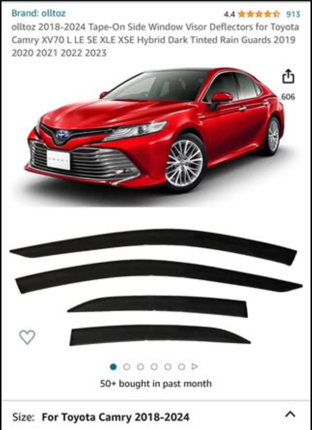 Olltoz Toyota Camry 2018-2024 Window Visor Deflectors
