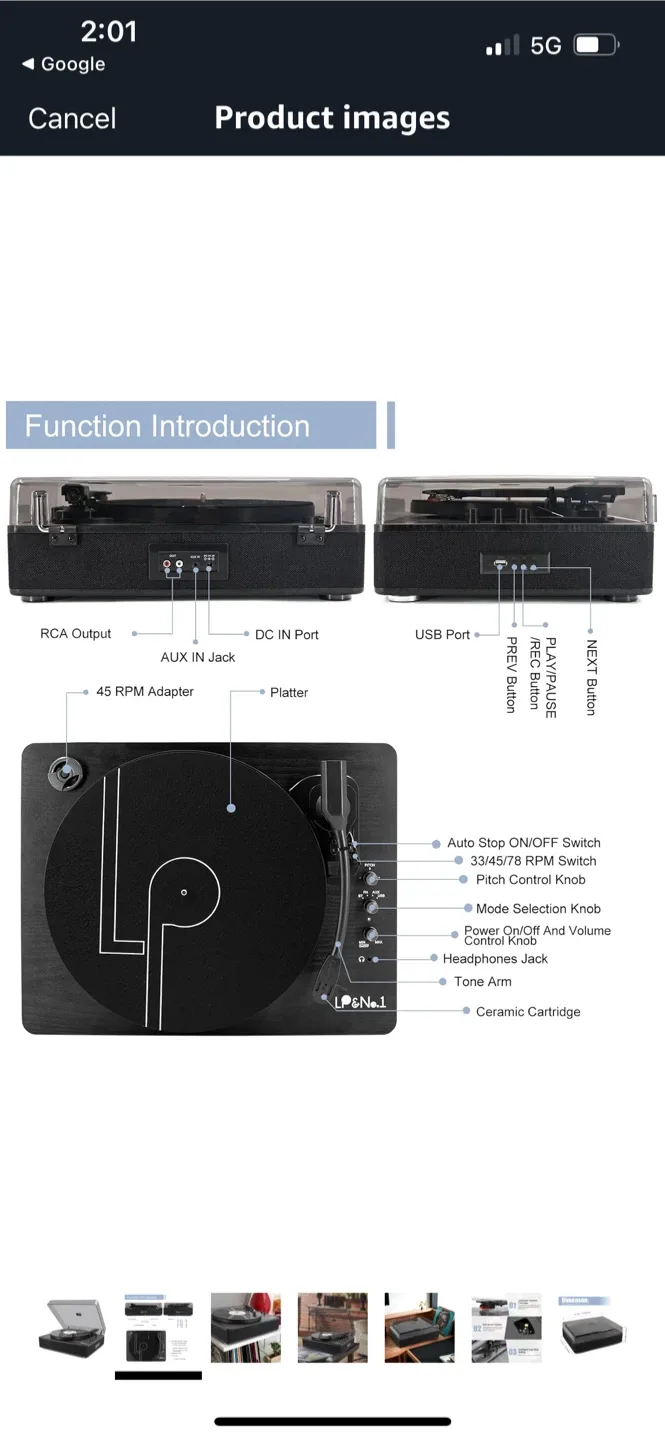 New LP&No.1 Bluetooth Record Player image indicator(7)