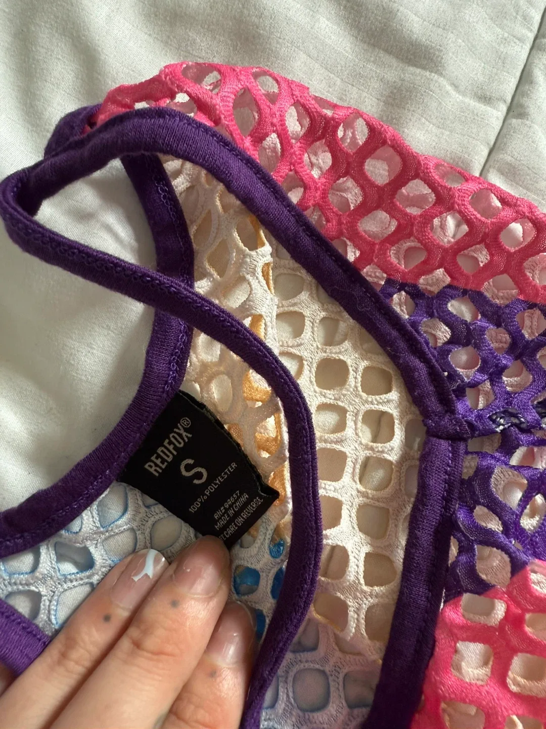 Redfox S Rainbow Fishnet Cover-Up Dress image indicator(3)