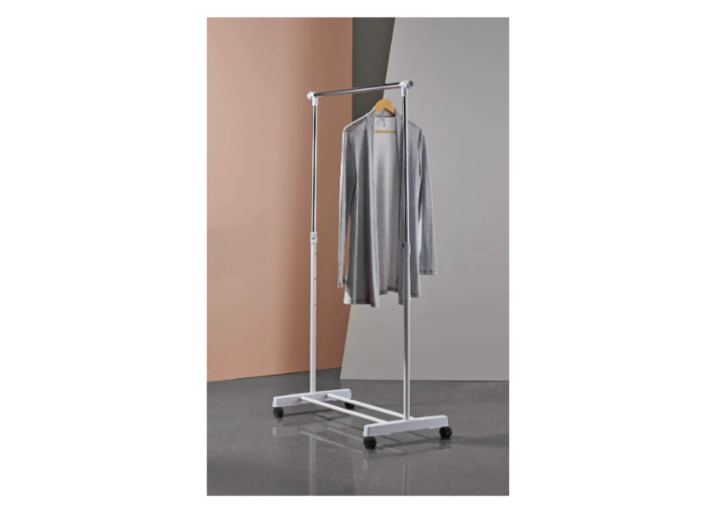 Adjustable Clothing Rack - White & Chrome - photo 3