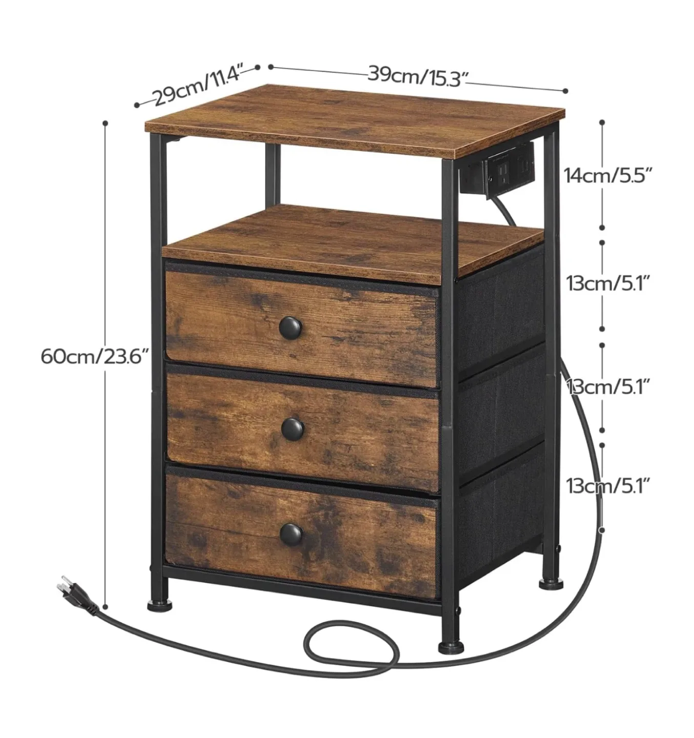 Hoobro set of 2 Nightstand with Charging Station. image indicator(3)