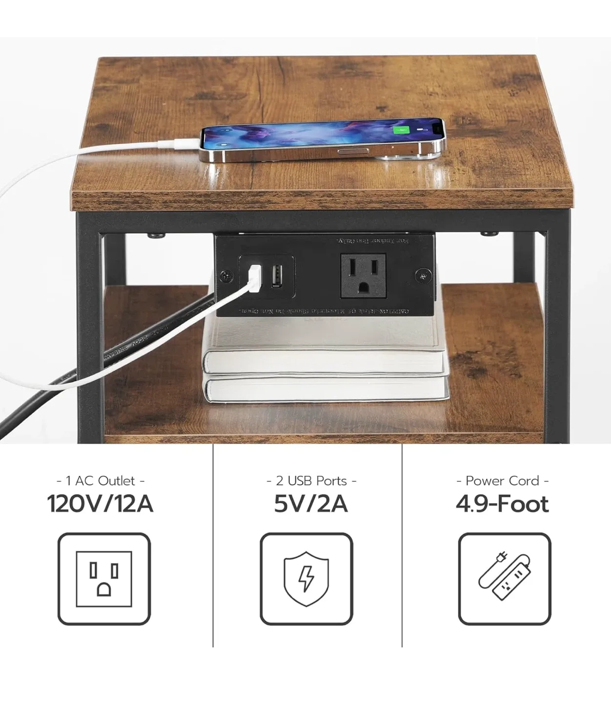 Hoobro set of 2 Nightstand with Charging Station. image indicator(6)