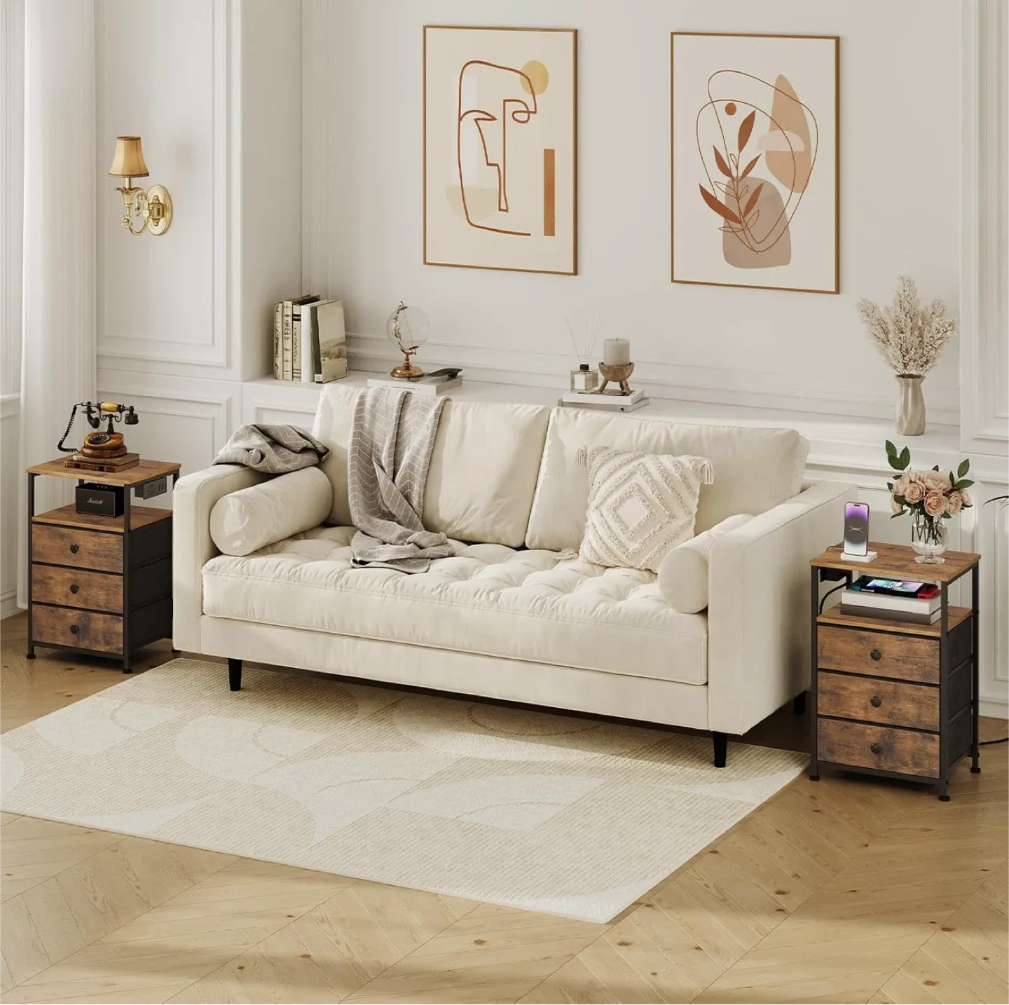 Hoobro set of 2 Nightstand with Charging Station. image indicator(2)