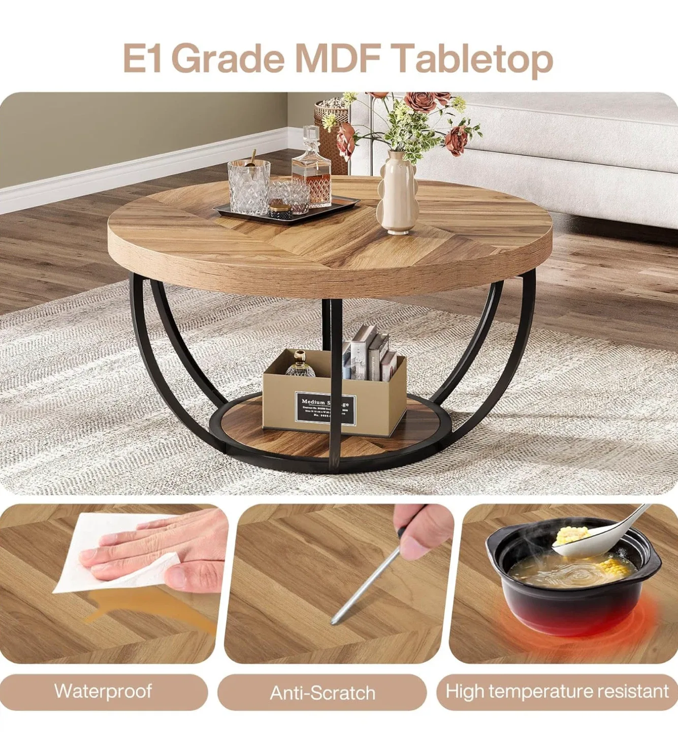 Tribesigns Round Accent Coffee Table image indicator(4)