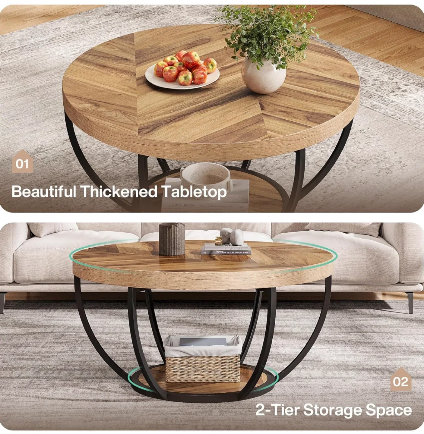 Tribesigns Round Accent Coffee Table image indicator(3)