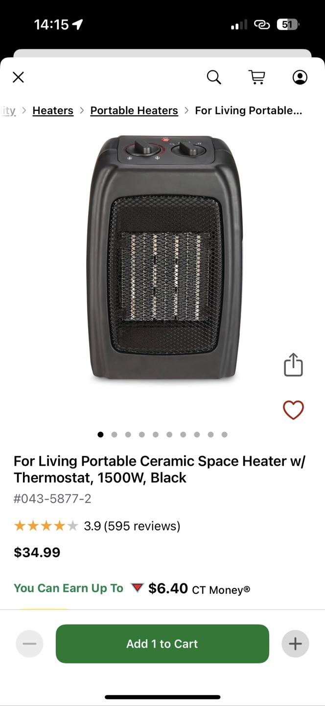 Profusion 1500W Ceramic Heater -used in Box - photo 3