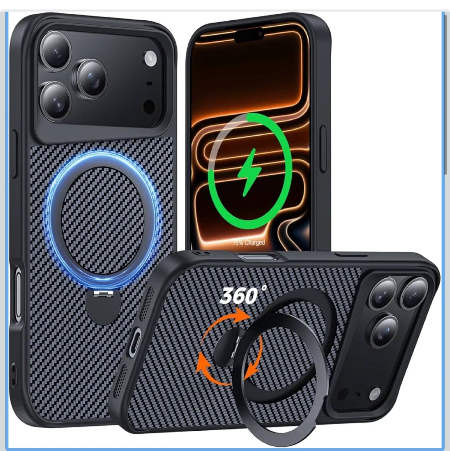 Magnetic iPhone 17 pro Case with Ring Holder thumbnail