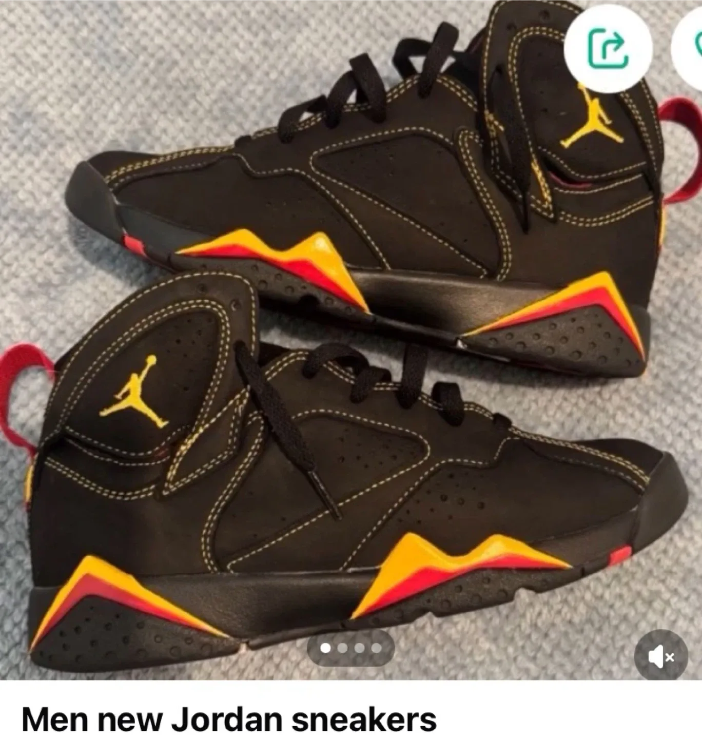 New Jordan 7 Retro Black/Taxi/Red Sneakers image indicator(2)