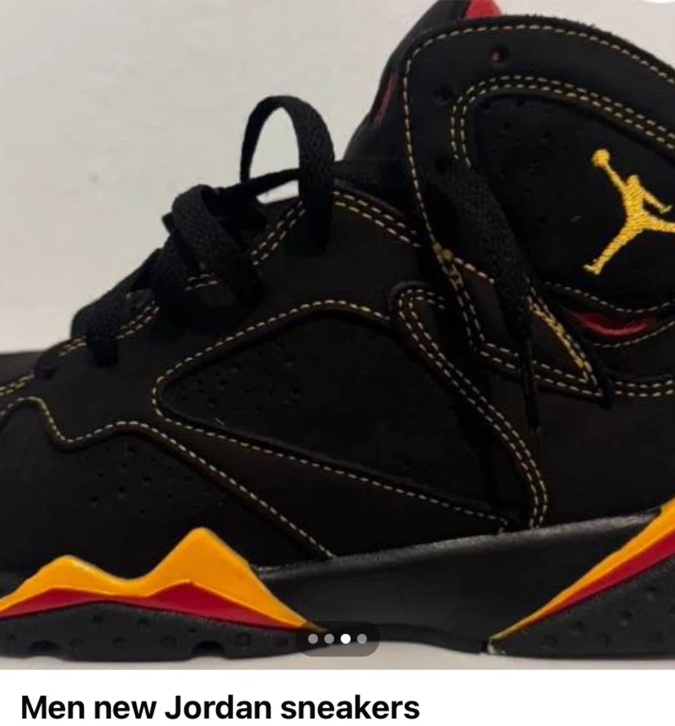 New Jordan 7 Retro Black/Taxi/Red Sneakers image indicator(4)