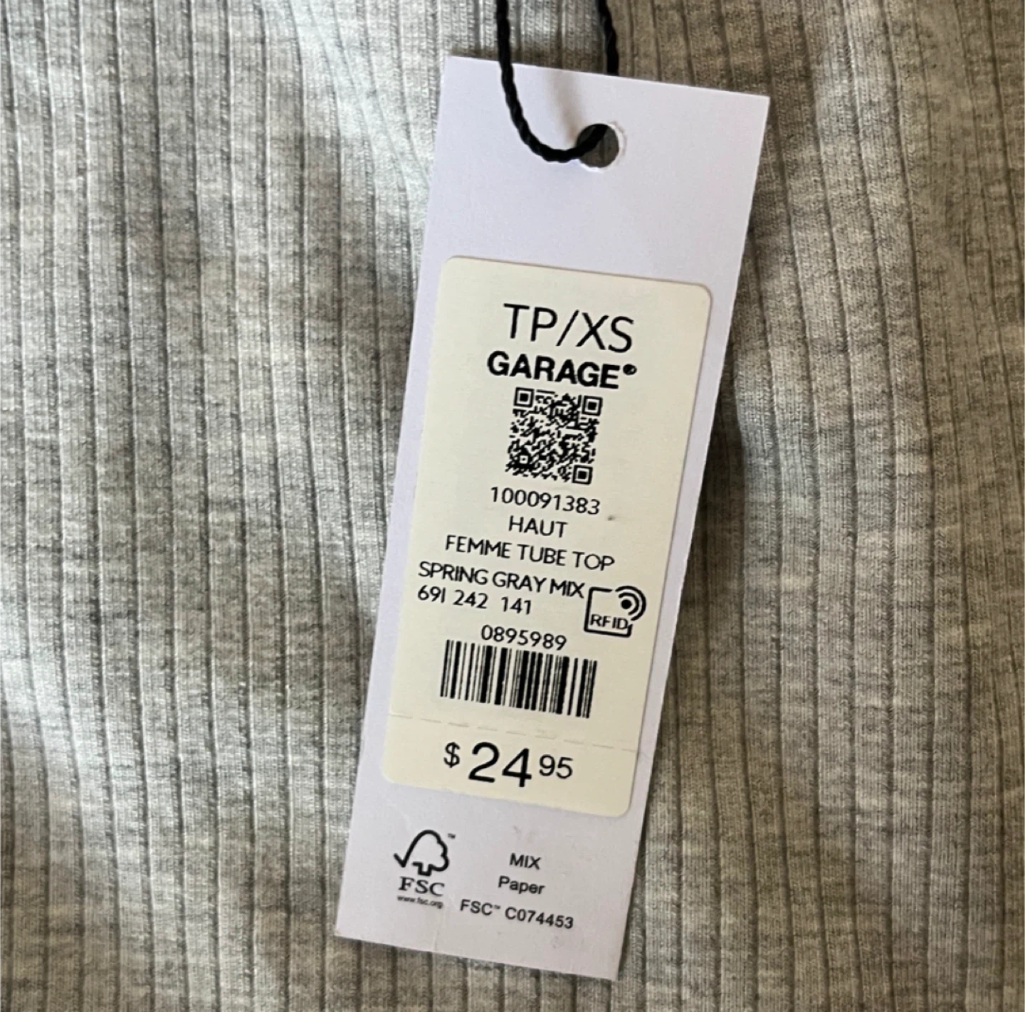 Garage Grey Tube Top - Size XS/TP - New! - photo 3