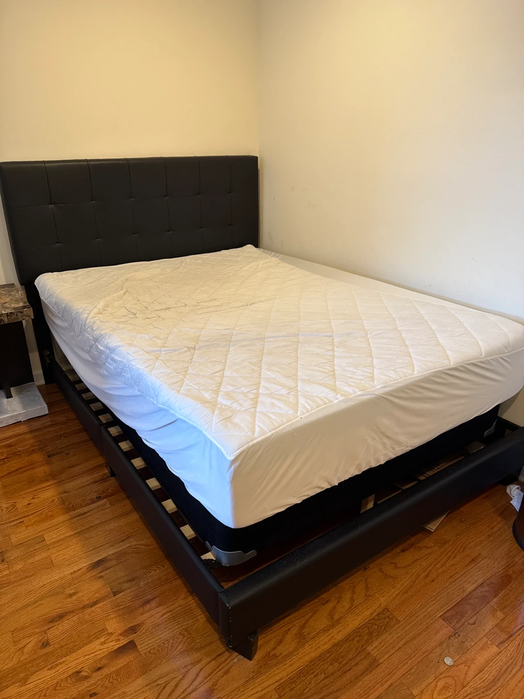 Black Bed Frame with Headboard and Foam mattress (Clean)