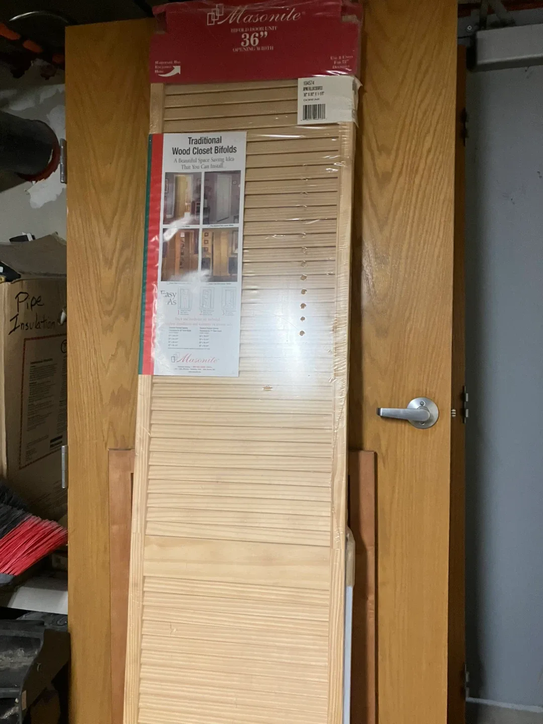 Masonite Brand 36" Pine Wood Closet Bifold Door - New thumbnail