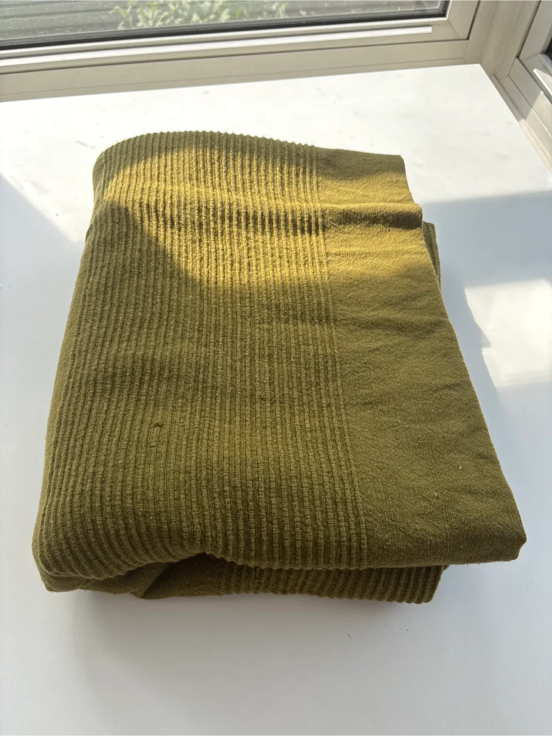 Olive Green Knit Throw Blanket cotton thumbnail