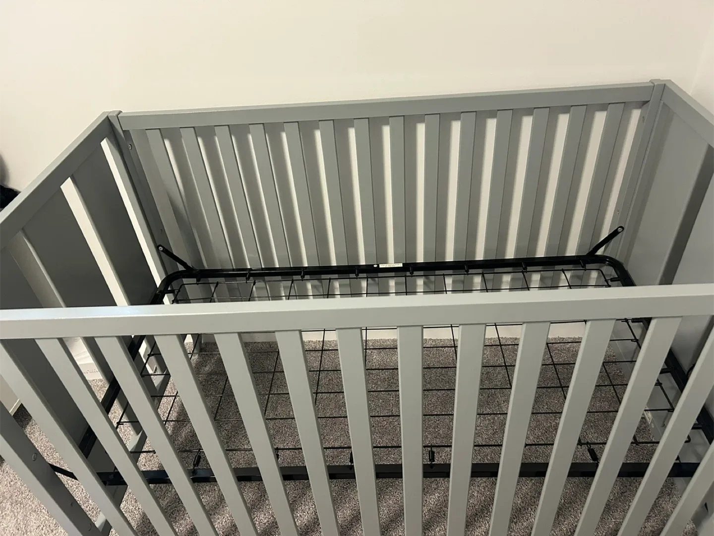 Grey Baby Crib - 27 1/4 x 51 5/8 inches