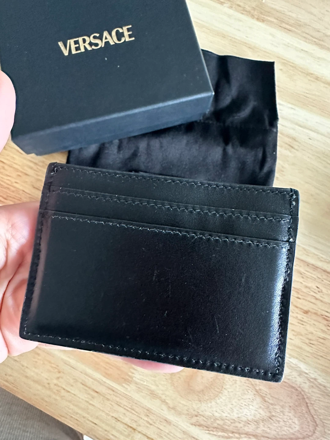 Versace Black Leather Card Holder - Like New! - photo 4
