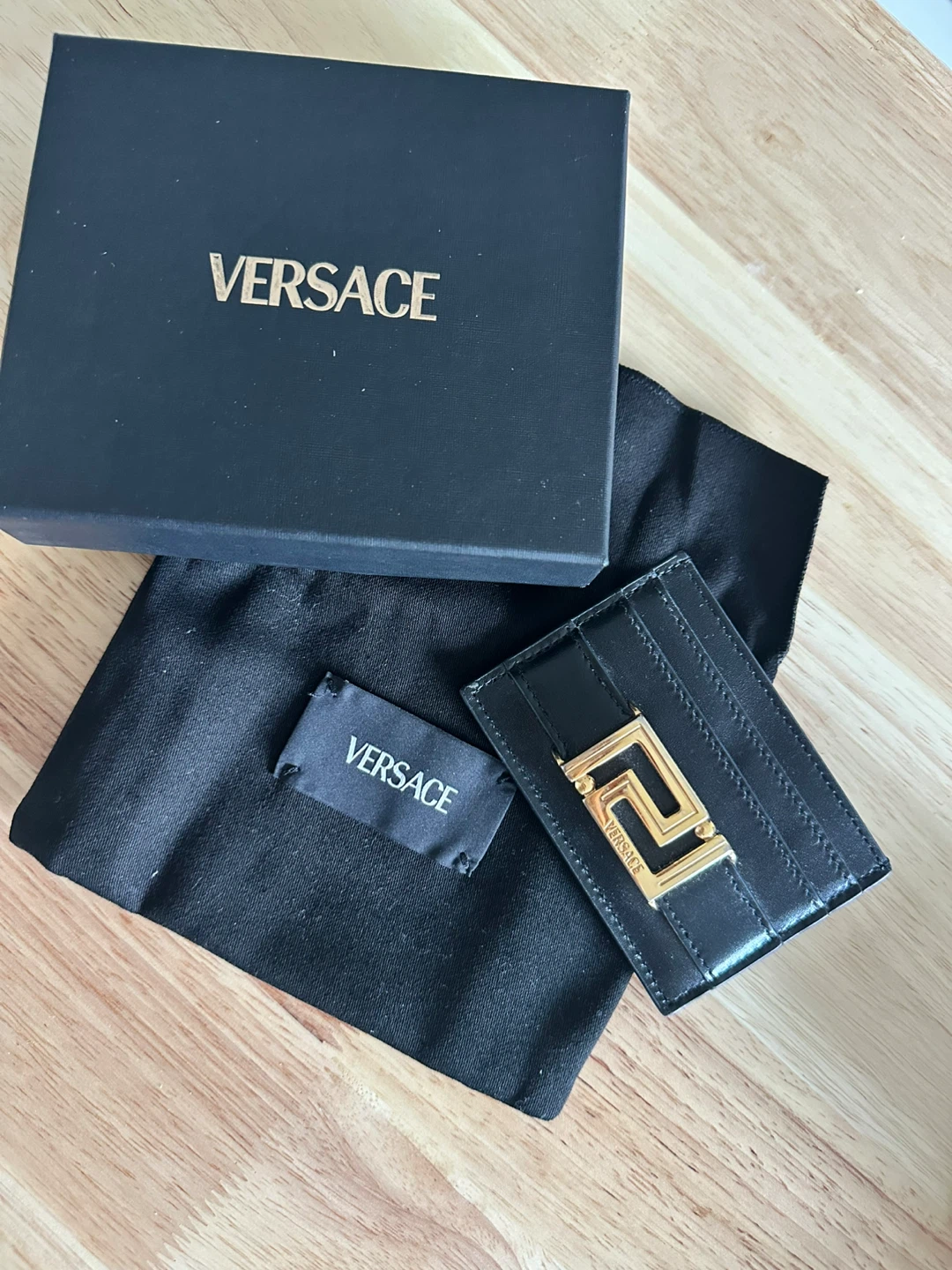 Versace Black Leather Card Holder - Like New! - photo 2