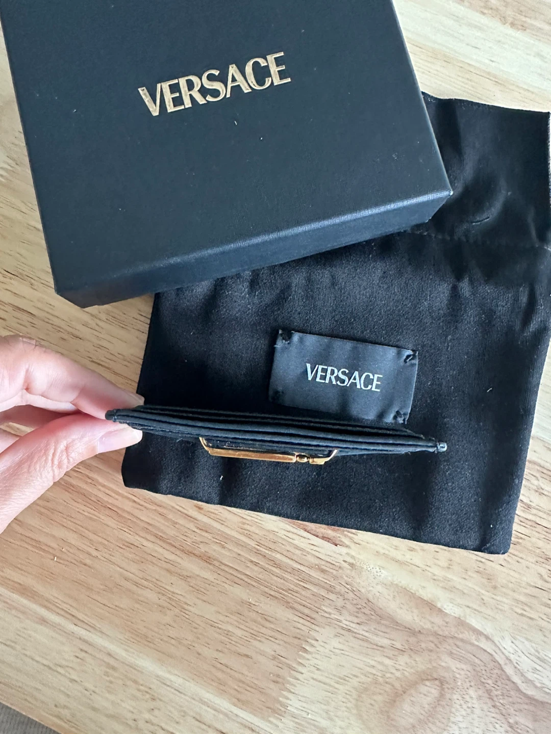 Versace Black Leather Card Holder - Like New! - photo 3