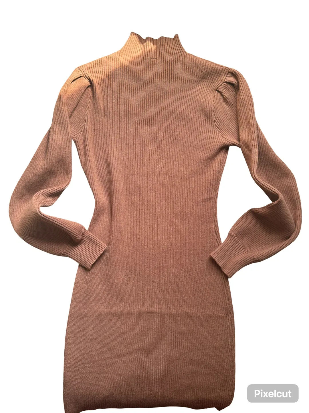 Ribbed Knit Mini Dress - Brown thumbnail
