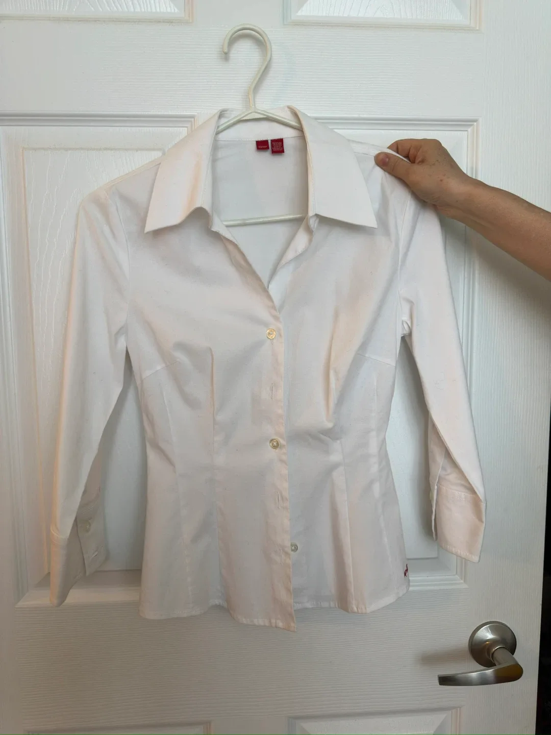 Esprit White Fitted Long Sleeve Blouse thumbnail