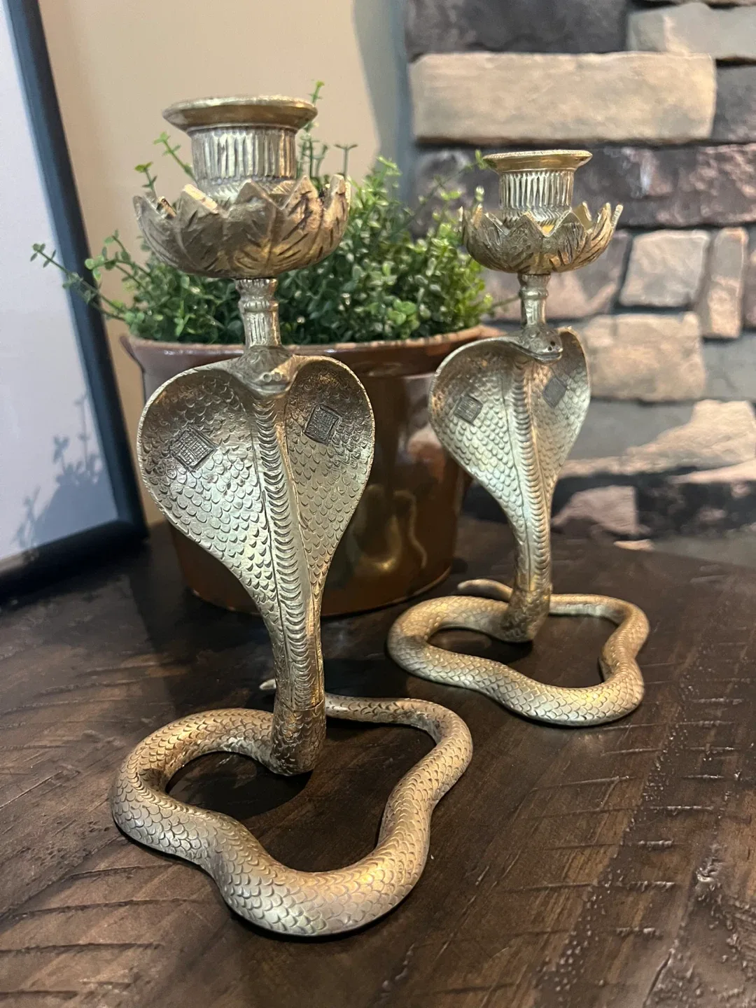 Vintage Brass Cobra Candle Holders thumbnail