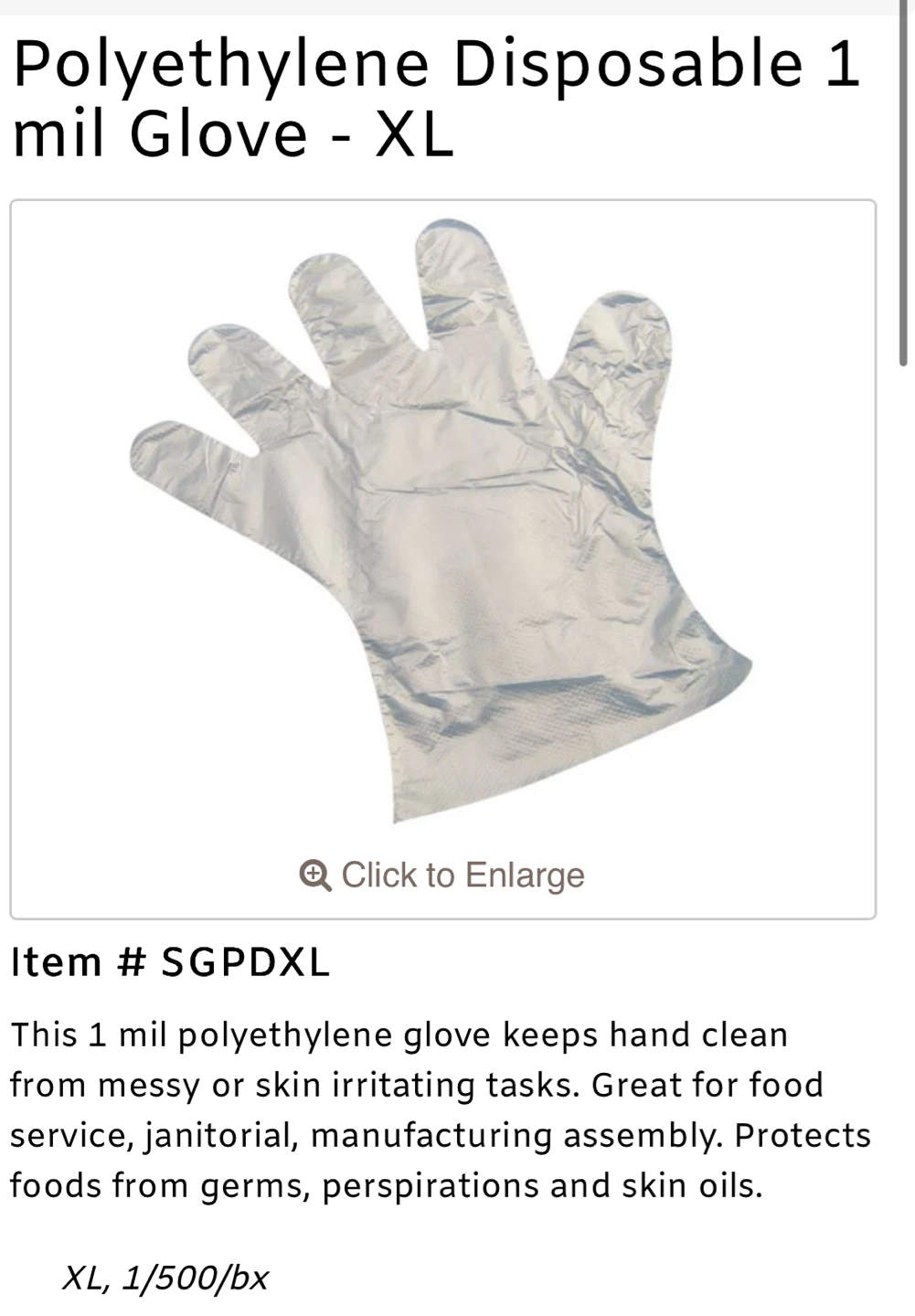 Polyethylene Gloves XL - Latex Free - photo 4