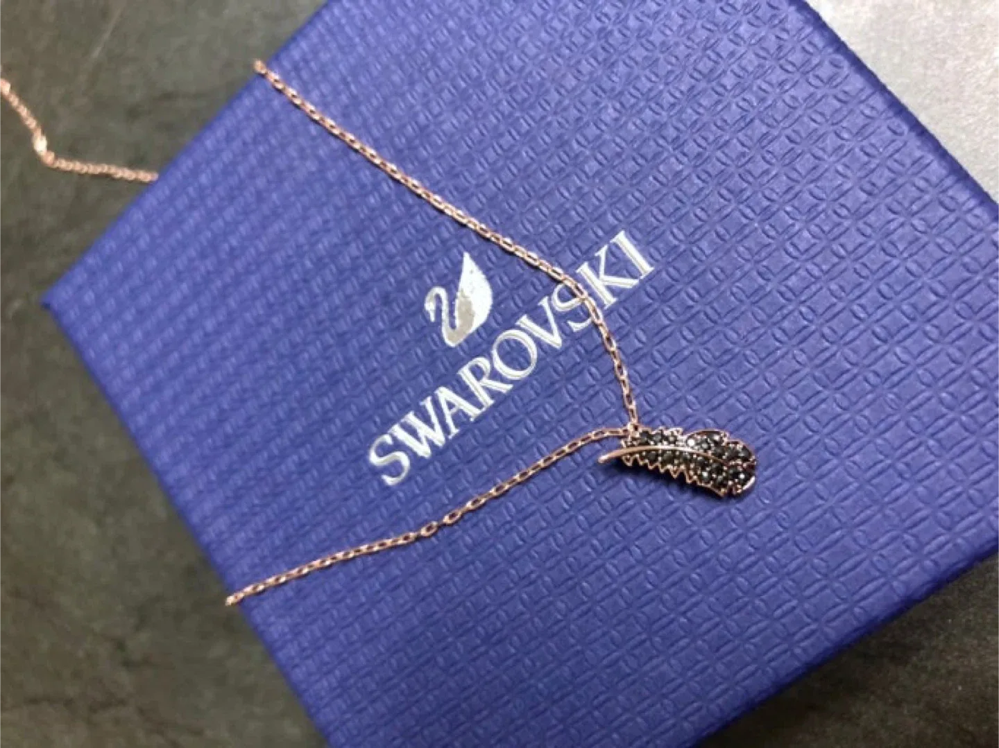 Swarovski Rose Gold Feather Pendant Necklace image indicator(2)