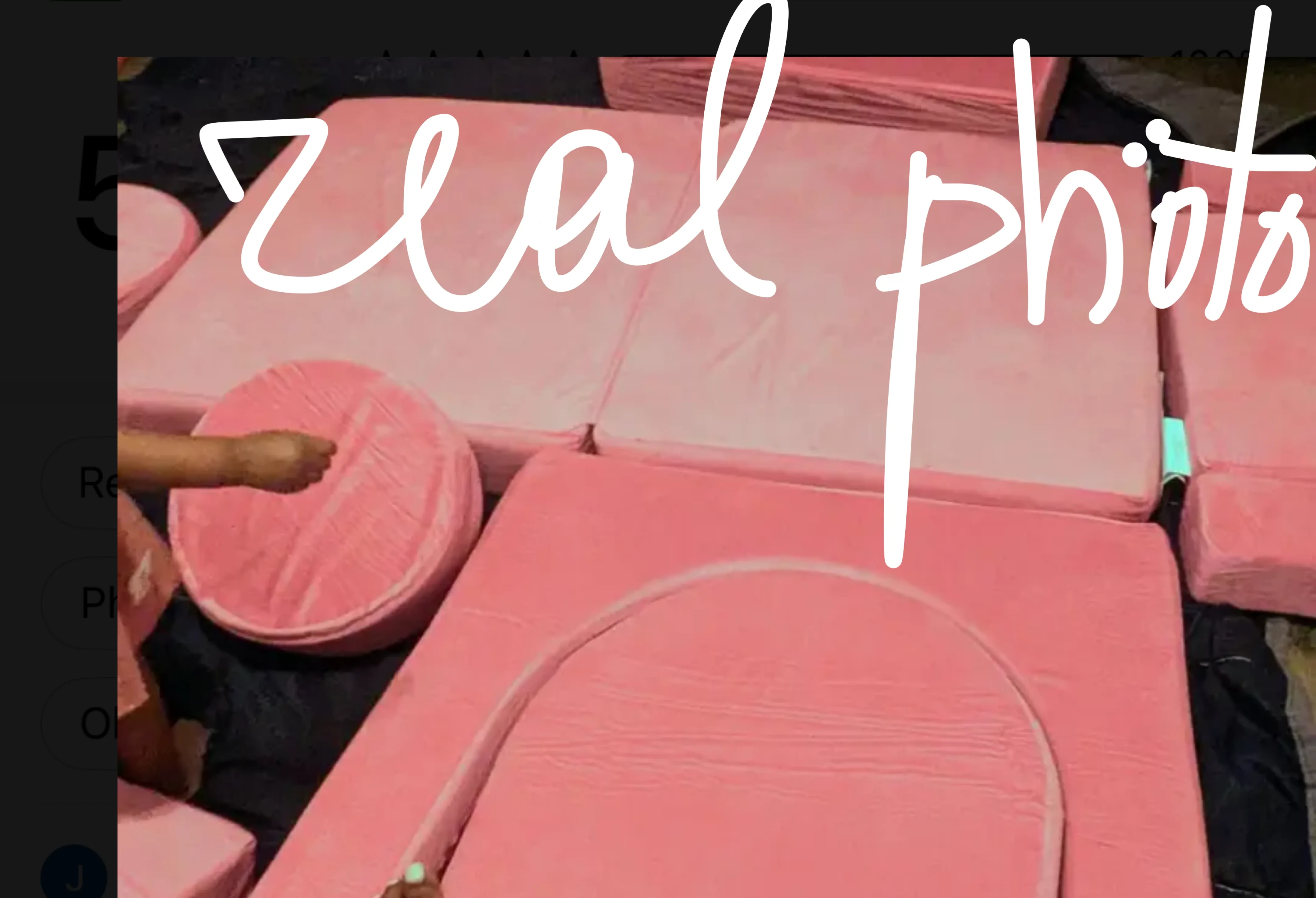 Kids' Foam Play Couch - Pink Velvet Cover image indicator(6)