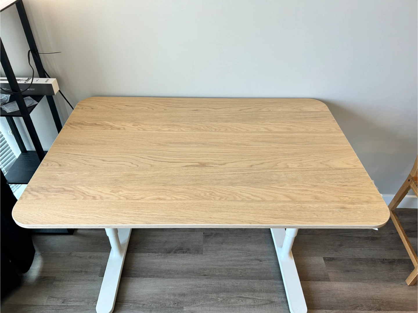 Adjustable Standing Desk - Light Wood & White - photo 2