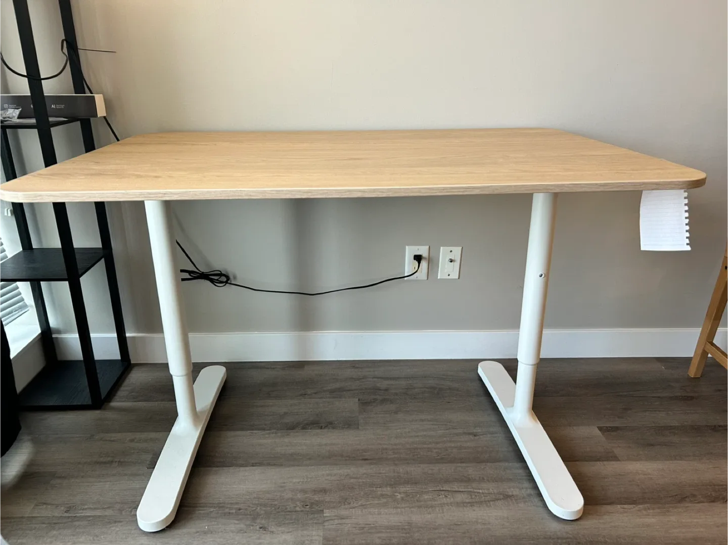 Adjustable Standing Desk - Light Wood & White