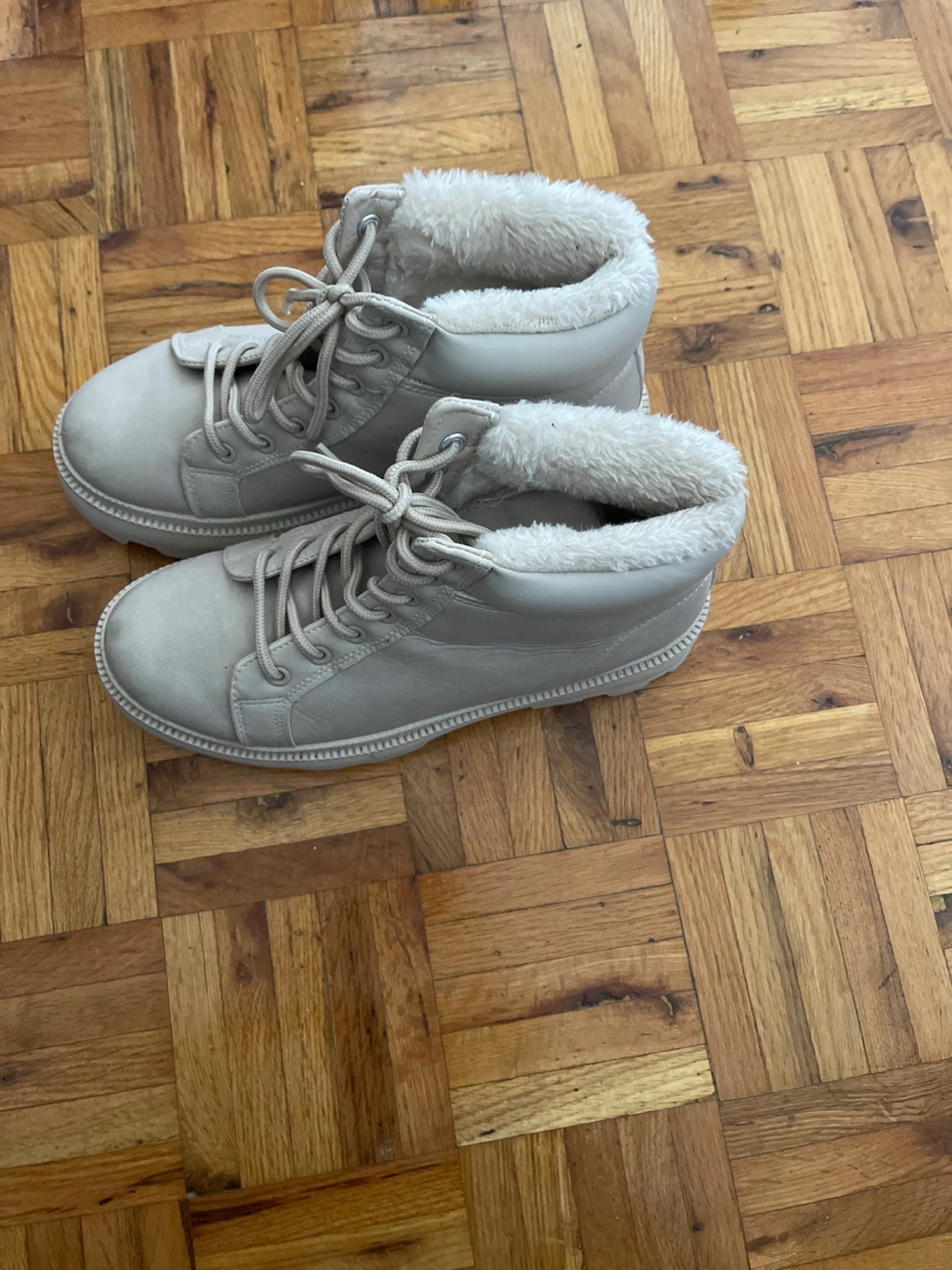 Beige Ankle Boots with Faux Fur Lining - photo 2