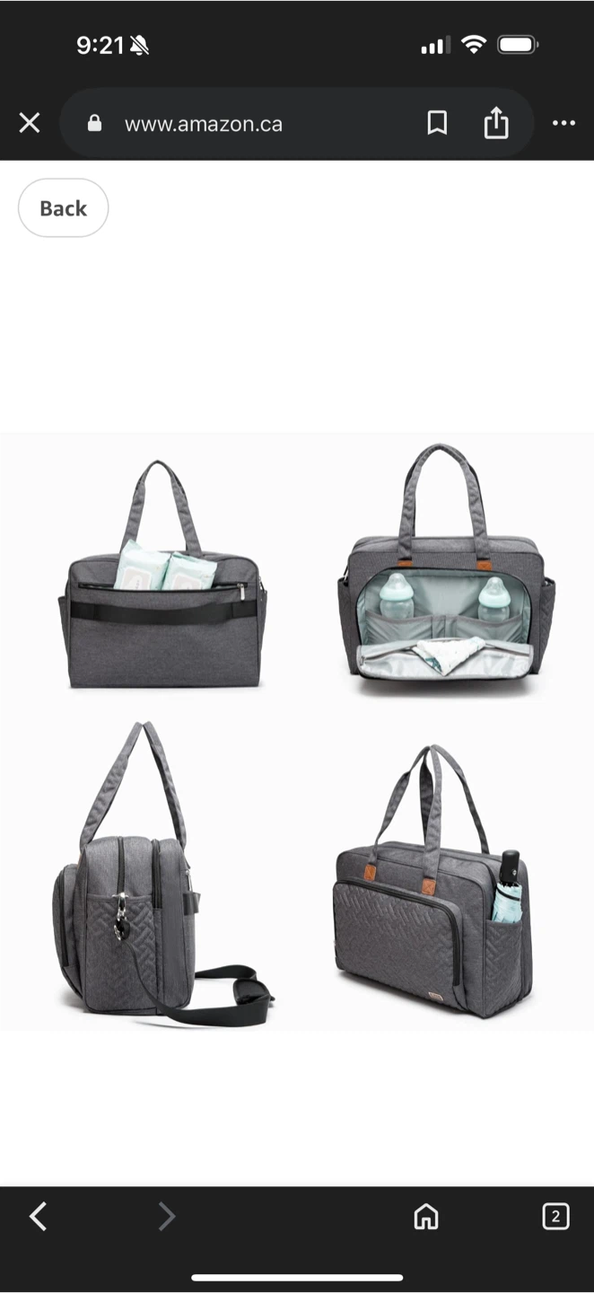 Grey Diaper Bag - Large Capacity