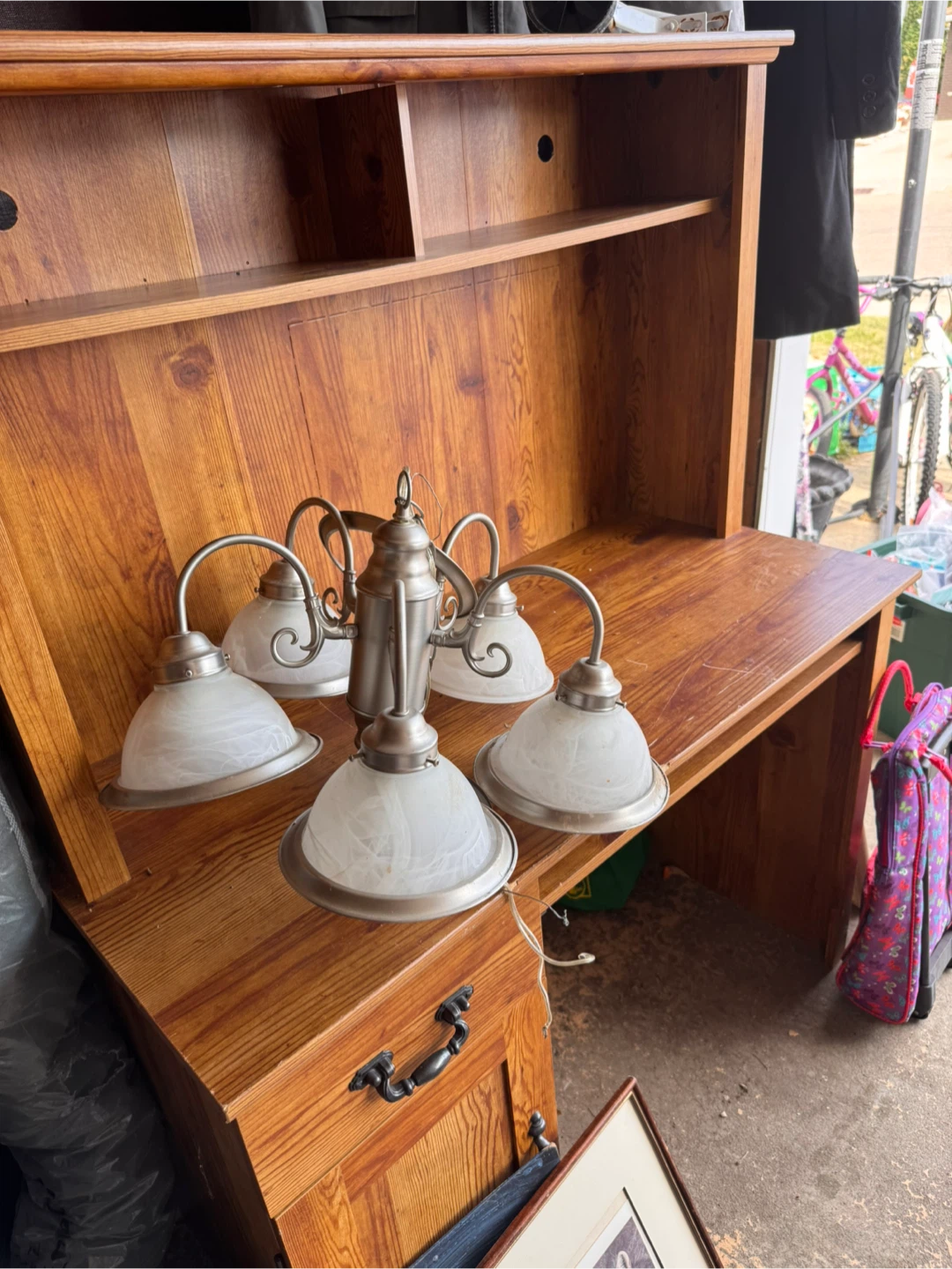 Wooden Desk with Hutch