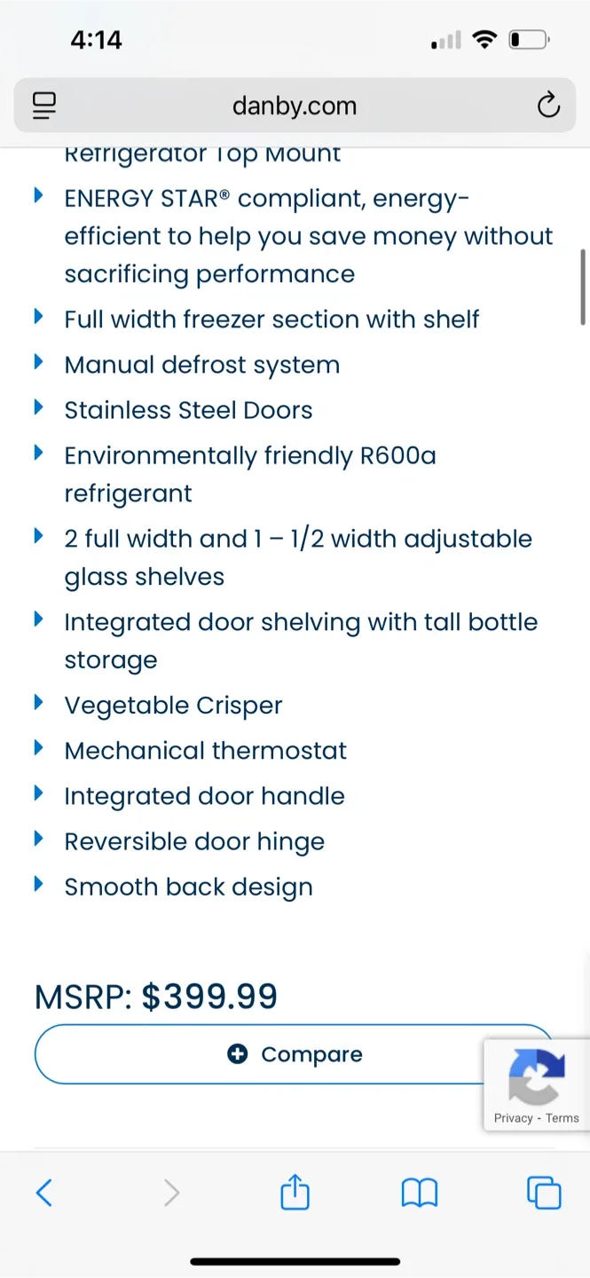 Danby 4.2 cu. ft. Compact Fridge Top Mount - Stainless Steel image indicator(5)