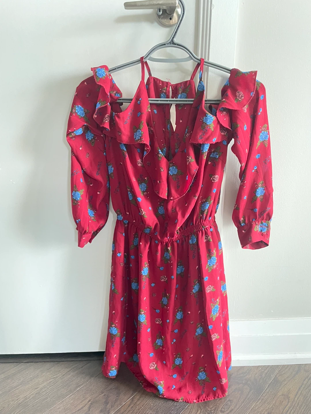 Red Floral Cold Shoulder Dress - photo 3