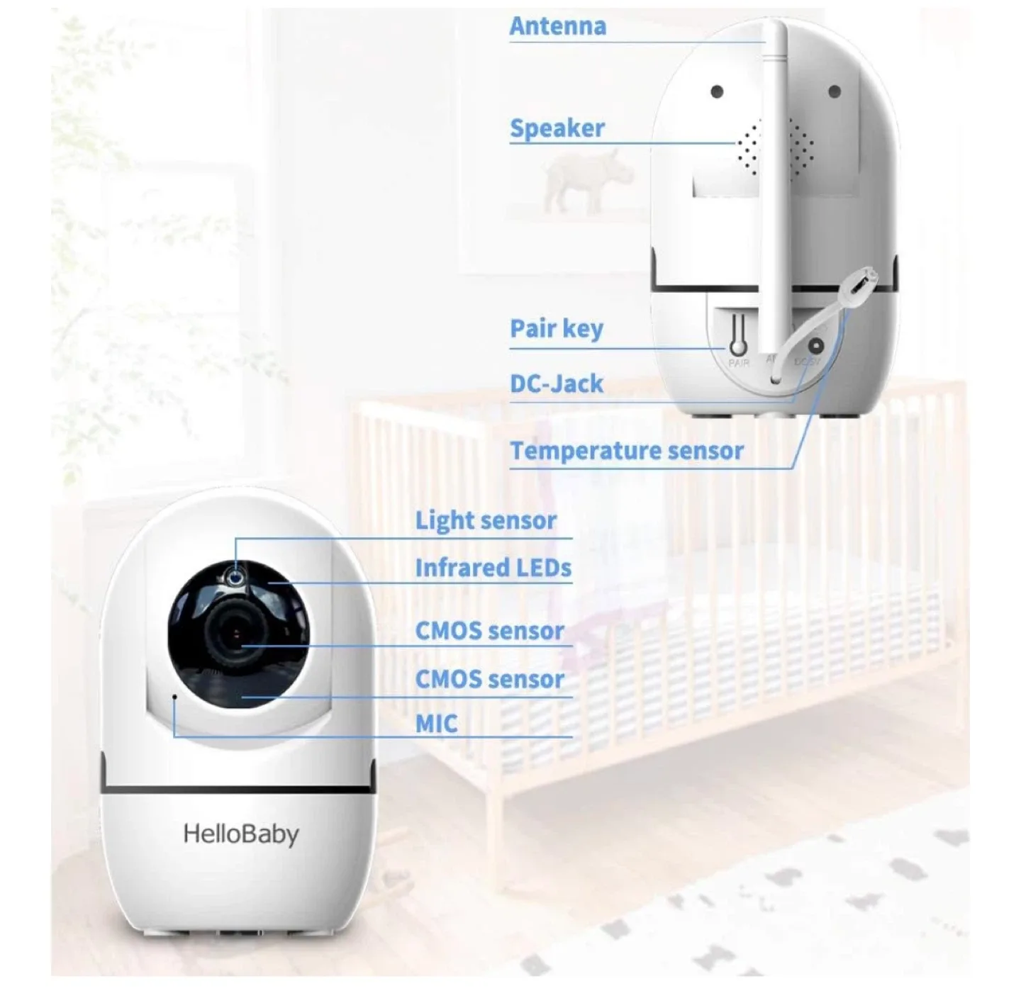 HelloBaby Baby Monitor, Video Baby Monitor with Camera image indicator(8)