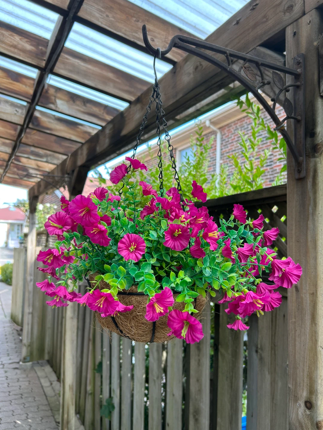 Hanging Basket with Artificial Flowers