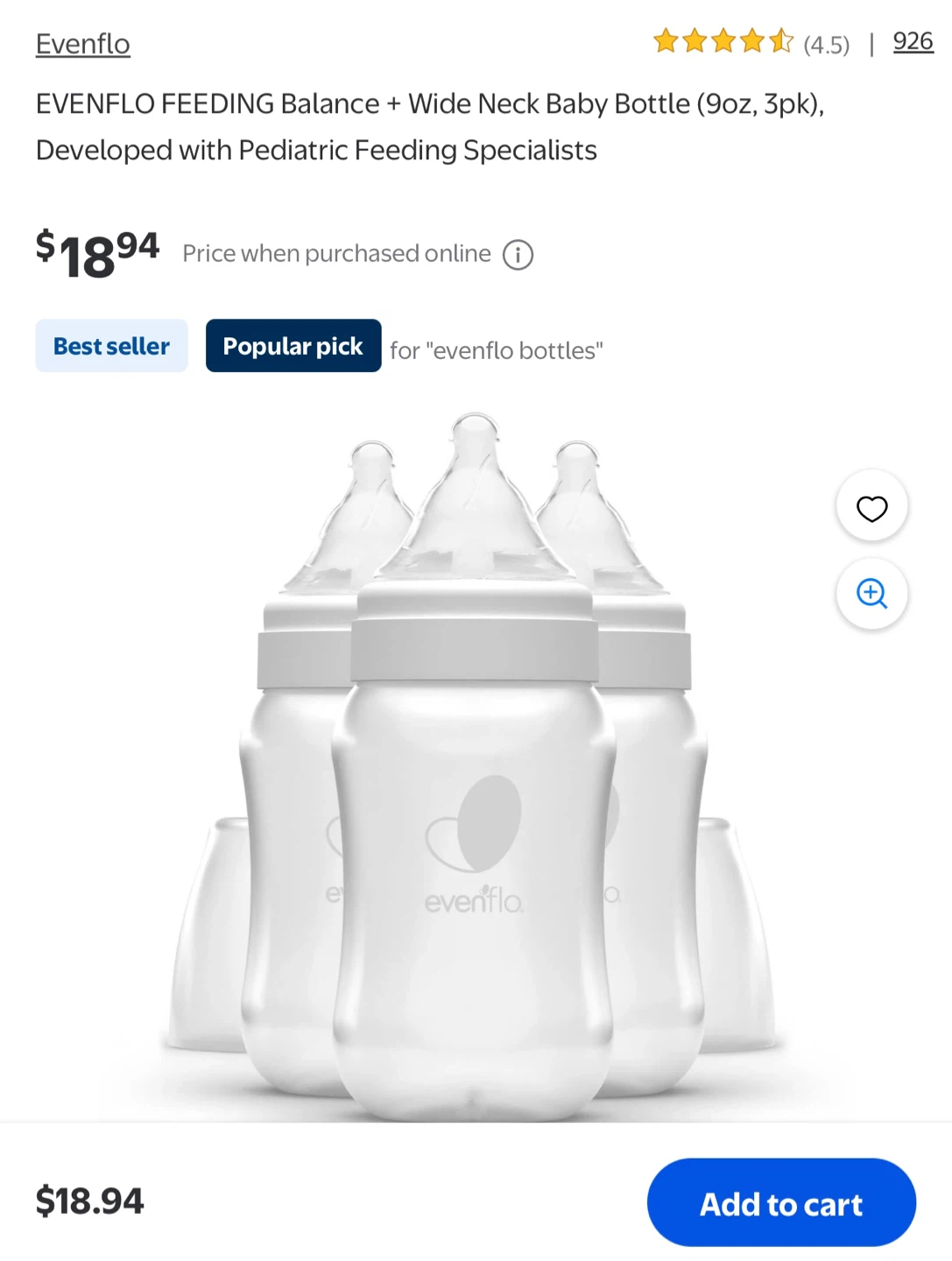 Evenflo Feeding Balance Baby Bottles (9oz, 3pk)