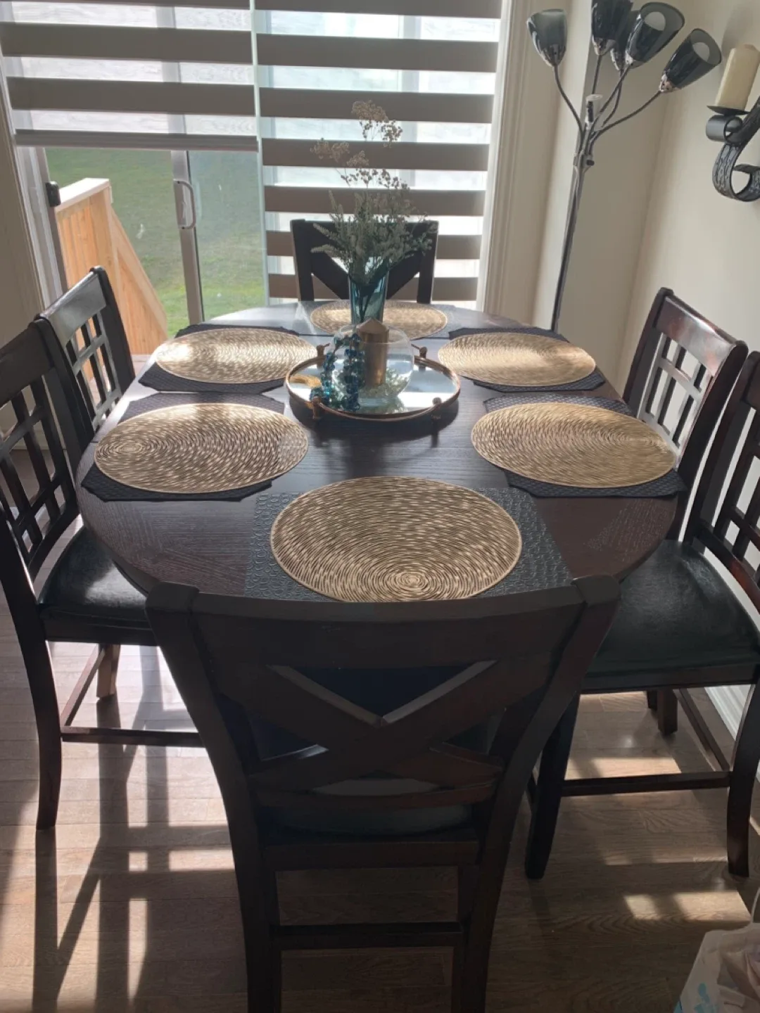 Dining Table with 6 Chairs - Dark Wood thumbnail