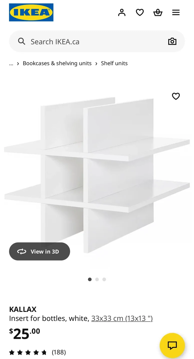 IKEA Kallax Insert for Bottles, White, 13x13" thumbnail