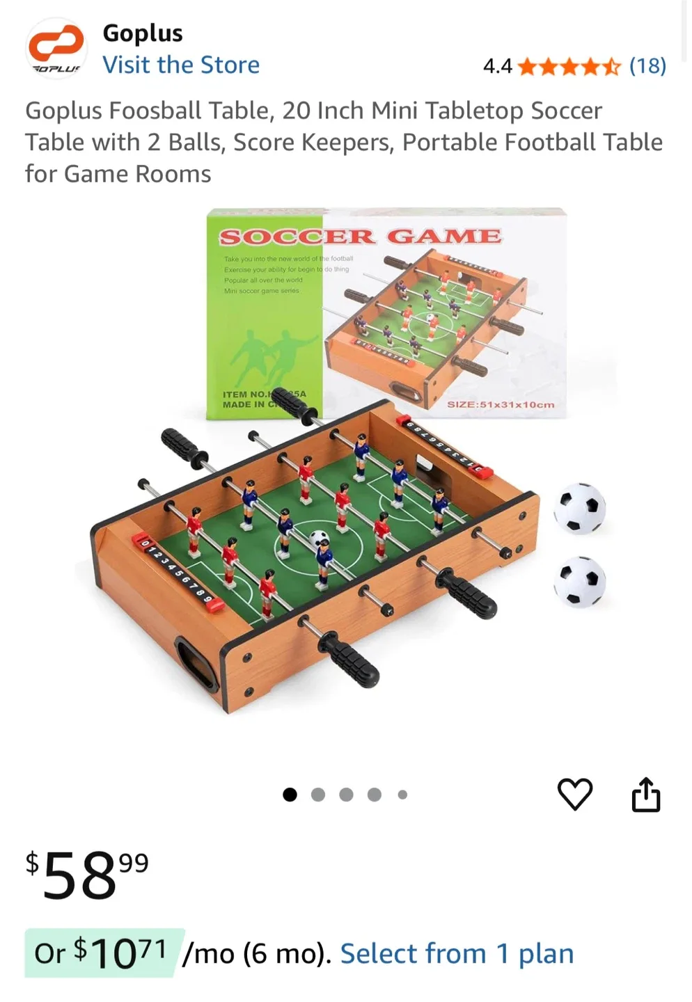 Goplus Foosball Table - 20 Inch Mini Tabletop Soccer image indicator(3)