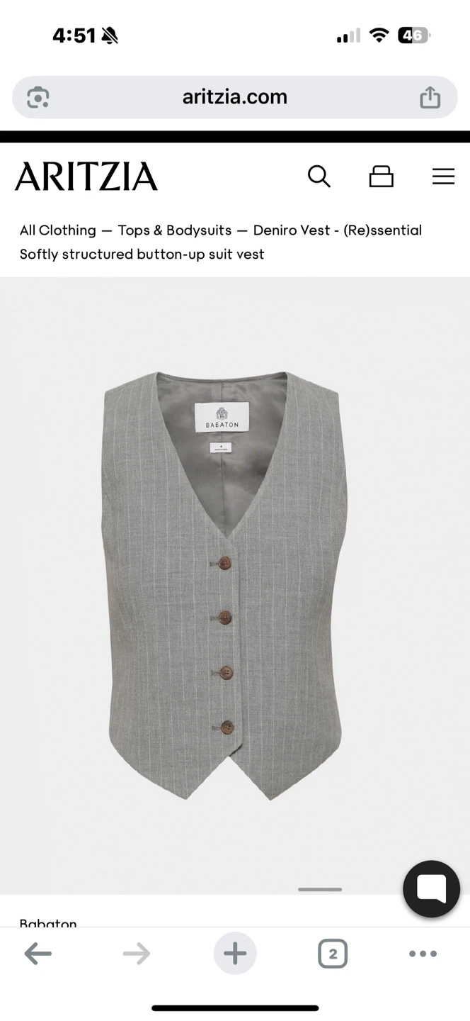 Brand New Aritzia Babaton Deniro Vest - (Re)ssential - Size 4 - photo 4