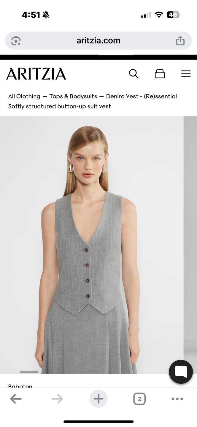 Brand New Aritzia Babaton Deniro Vest - (Re)ssential - Size 4 - photo 2