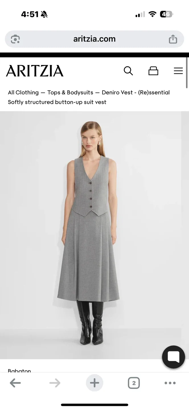 Brand New Aritzia Babaton Deniro Vest - (Re)ssential - Size 4 thumbnail