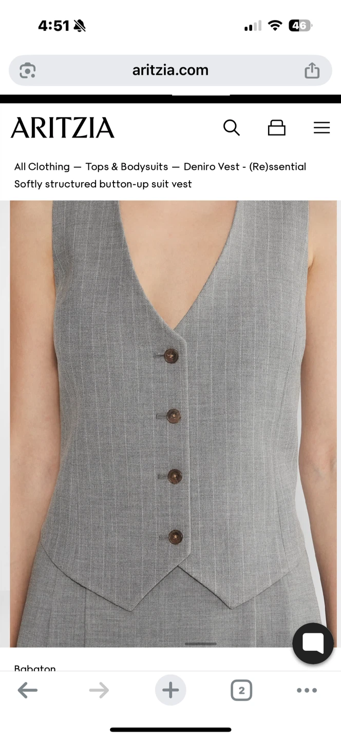 Brand New Aritzia Babaton Deniro Vest - (Re)ssential - Size 4 - photo 3