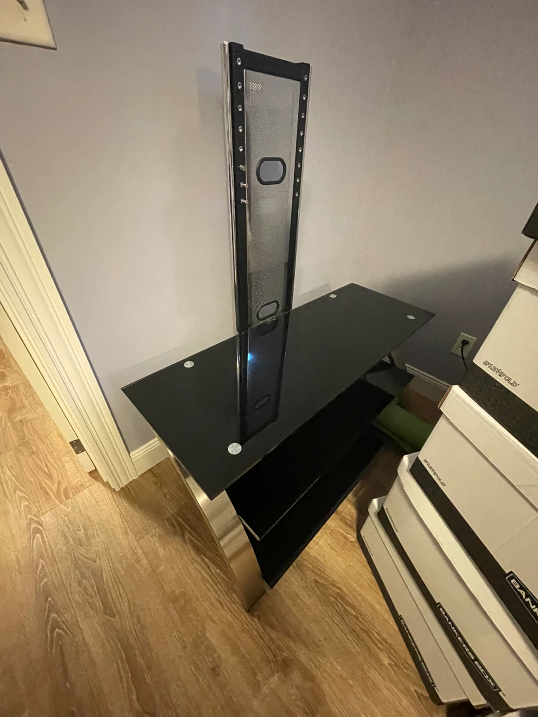Modern Black Glass TV Stand
