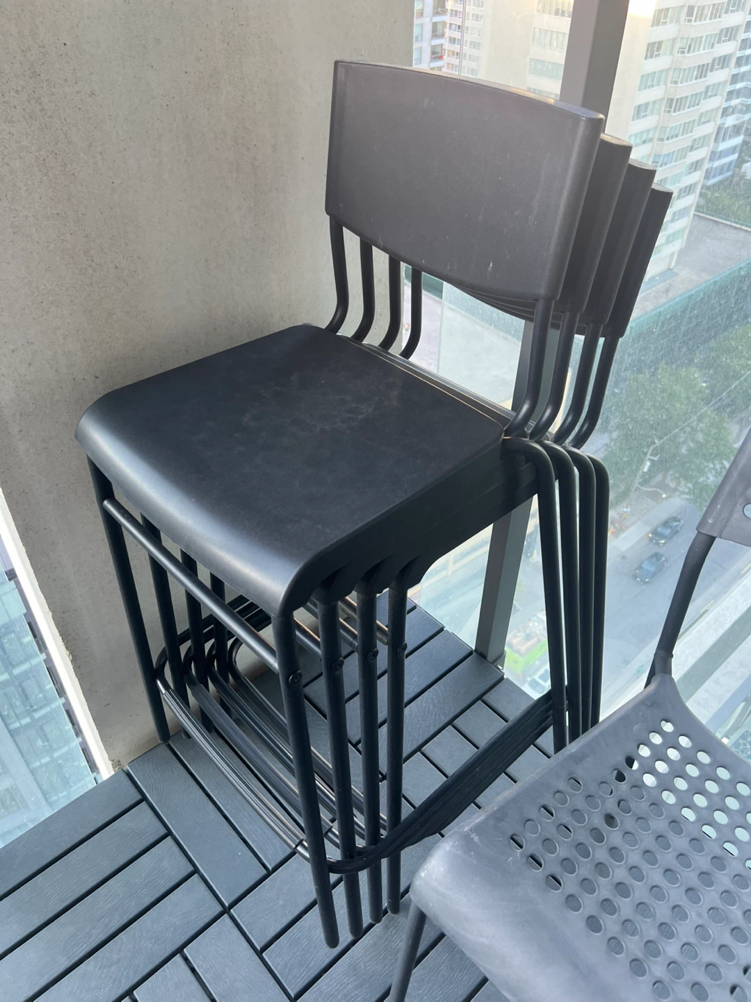 Four (X4) IKEA Stig Bar Stool in Black