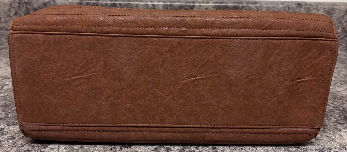 Brown Faux Leather Satchel Bag image indicator(4)