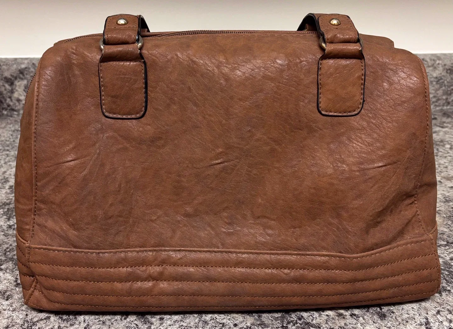 Brown Faux Leather Satchel Bag image indicator(3)