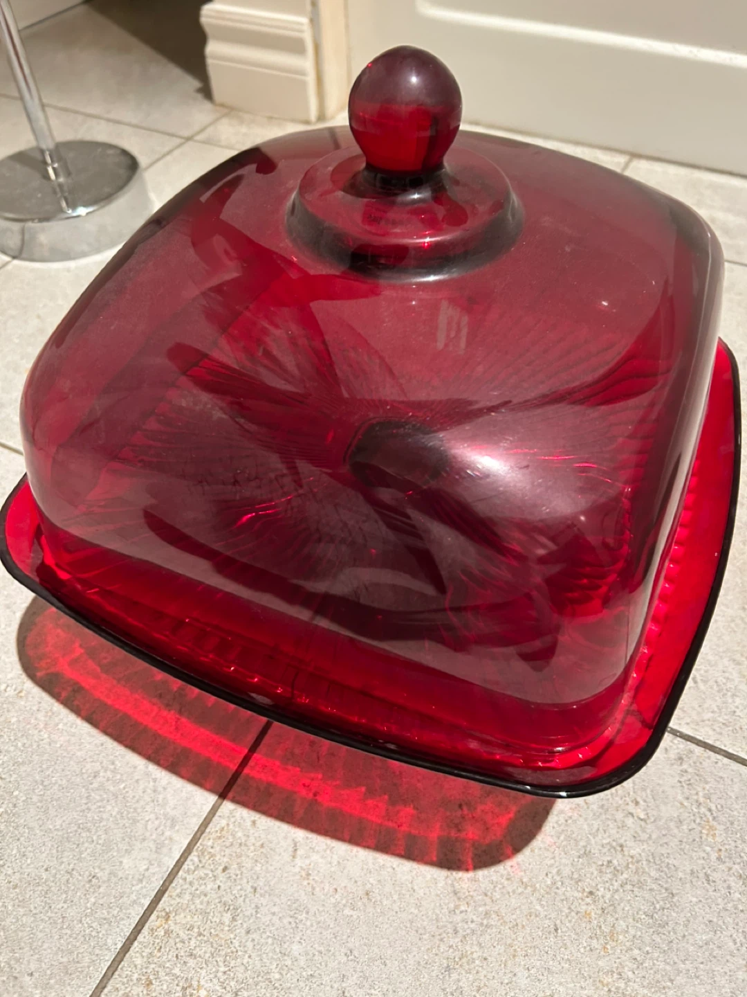 Red Glass Cake Dome