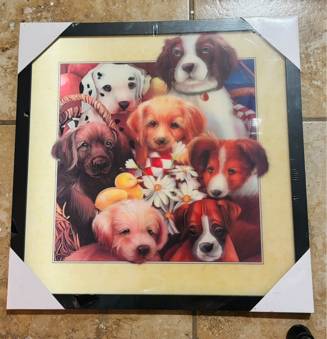 Framed Puppy Print - New Condition thumbnail